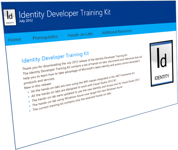 New Drop of the Identity Training Kit Shows WIF in .NET 4.5, VS 2012