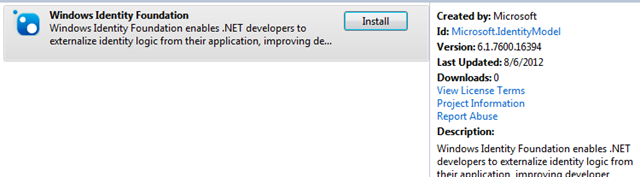 The Windows Identity Foundation 1.0 Runtime is now available as NuGet Package
