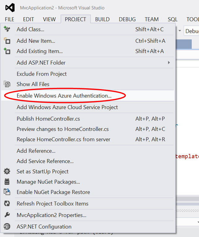 Microsoft ASP.NET Tools for Windows Azure Active Directory – Visual Studio 2012