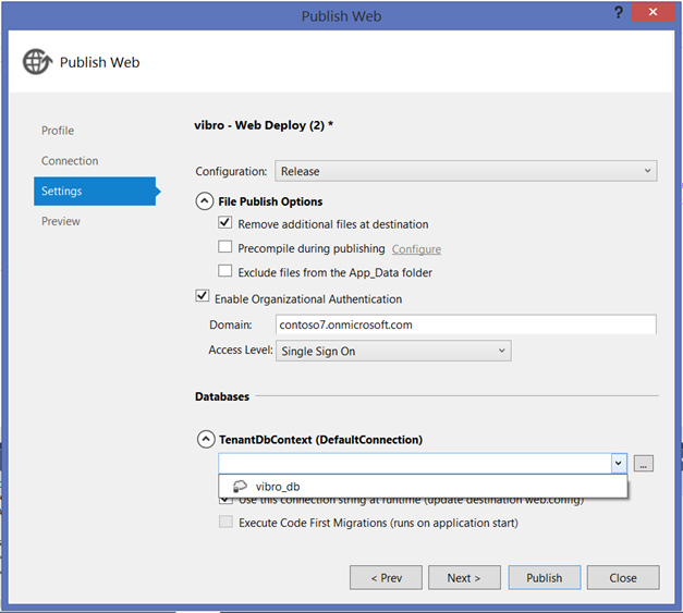 VS2013 RTM, Organizational Accounts and Publishing to Windows Azure Web Sites
