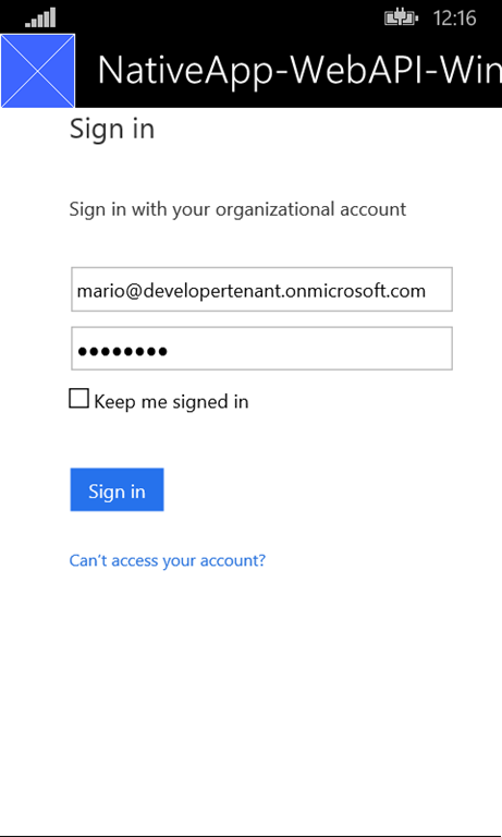 Calling Office365 API from a Windows Phone 8.1 App